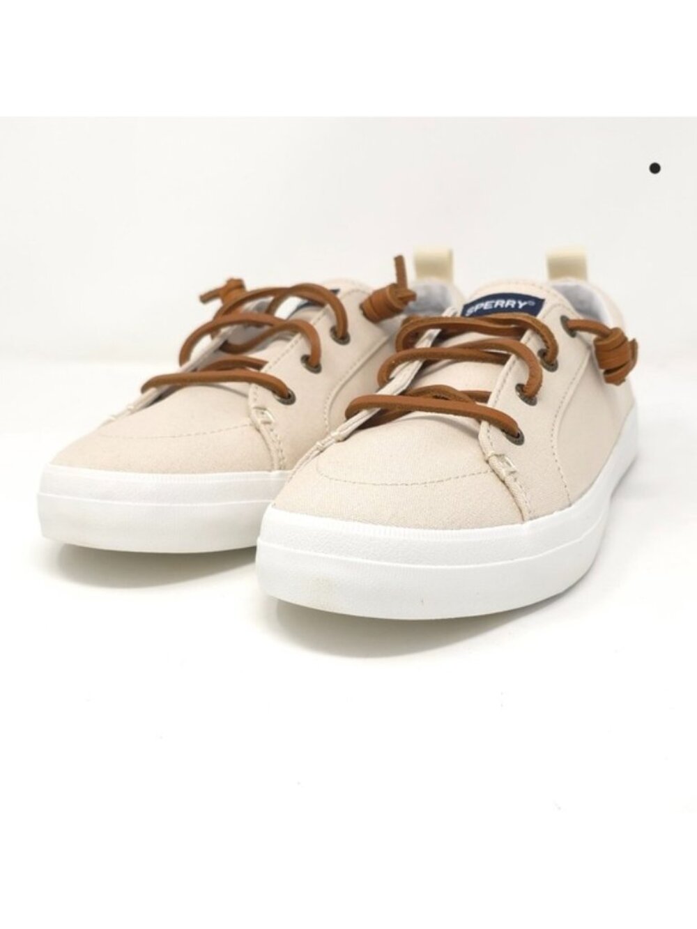 Sperry Womens Crest Vibe Canvas Low Top Lace Up Fashion Sneakers, Oat, Size 9M